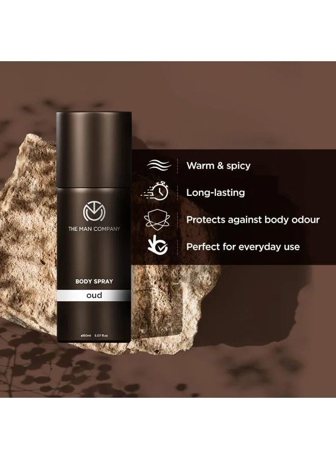 The Man Company  Oud Deodorant for Men - 150ml | Premium Long-Lasting Fragrance Body Spray | Perfect Deo For Everyday Use | Gift for Him for Men | Best Price UAE